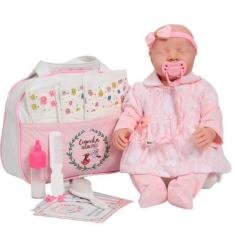 Imagem de Boneca Bebê Reborn Menina Olhos Fechados Enxoval Completo - Cegonha Re