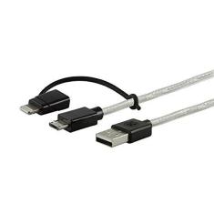 Imagem de Cabo Micro USB com Adaptador Conector Lightning Pro, GE, 038438, Cinza