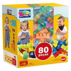 Imagem de Blocos De Montar Blocolândia 80 Peças Colorido Dismat Mk380