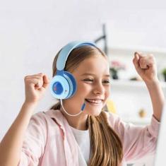 Imagem de Fone de Ouvido Infantil, Fones de Ouvido Sem Fio Com Microfone Removível, Tempo de Reprodução de 15 Horas e Fones de Ouvido Estéreo HiFi Com Luzes RGB, para Meninos e Meninas