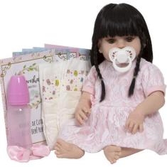 Imagem de Boneca Tipo Reborn Morena Bonita 46cm Com Acessórios Baby - Cegonha Re