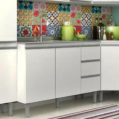 Imagem de Balcão para Pia de Cozinha 3 Gavetas 2 Portas Athena Irm Branco