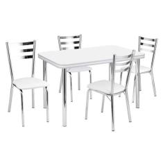 Imagem de Conjunto de Mesa de Jantar com 4 Cadeiras Gisele Corino  e Cromado