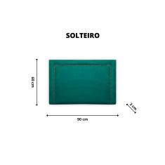 Imagem de Cabeceira Estofada Reta Luxo Tachas - Solteiro Suede Verde