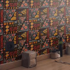 Imagem de Papel de Parede Adesivo Pizzas e sabores N03053 Rolo 0,58x3M