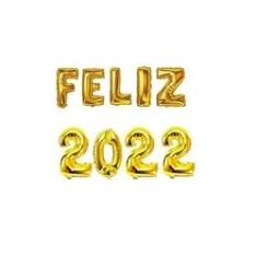 Imagem de Kit 9 un Balão Metalizado Dourado 40cm Frase Feliz 2022