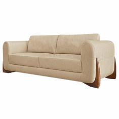 Imagem de Sofá Decorativo 2 Lugares 160cm Pés em Madeira Buzz Linho Cinza G63 - Gran Belo