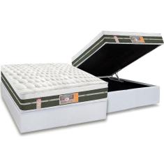Imagem de Cama Box Baú Casal: Colchão Molas Castor Bonnel Silver Star Air + Base crc Courano White(138x188)