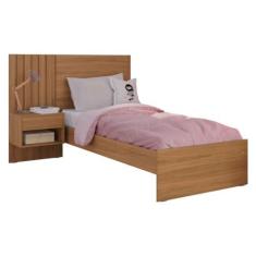 Imagem de Cama de Solteiro 100% MDF Com Mesa de Cabeceira Camarú - Zara - Robel Móveis