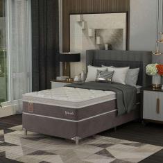 Imagem de cama box solteirão le com colchão molas ensacadas (67x108x198) marrom e branca