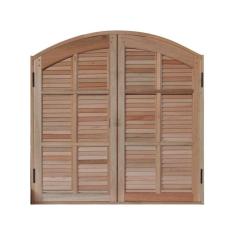 Imagem de Janela de Madeira Guilhotina 120x120cm 4 Folhas em Arco Rodam Marroml