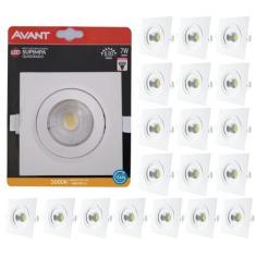 Imagem de Kit 20 Spot Led Embutir 7w Quadrado 3000k  Avant