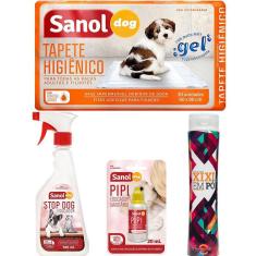 Imagem de Educador Sanitário Para Cães Stop Dog +  Tapete Higiênico Para Cães 30 Unidades  + Xixi Sim +  Limpa Xixi  Sanol