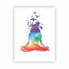 Imagem de Quadro Namastê - Ioga - Yoga Meditação Colorido Com Moldura