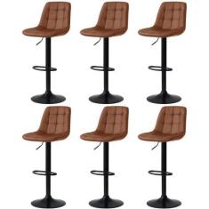 Imagem de Kit 6 Banqueta Alta Elegance Estofada com Base Giratória e Regulagem d