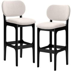 Imagem de Kit 2 Banquetas Alta Betta Preto Linho Cru