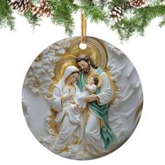 Imagem de Ornamentos Católicos,Enfeites de Natal Cristãos,Ornamento de Natal católico impresso em - 4in religioso acrílico decoração de natal pingente batismal decoração de parede de férias
