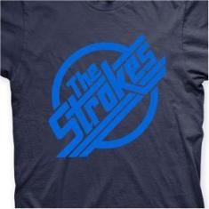 Imagem de Camiseta The Strokes Marinho e  Claro em Silk 100% Algodão