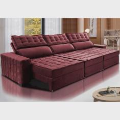 Imagem de Sofá Retrátil e Reclinável 3,55m Cama inBox Big Star com SoftGel D40 Velupluma Vinho