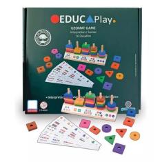 Imagem de Brinquedo Educativo De Madeira Cores E Formas Geomat Game Educaplay -