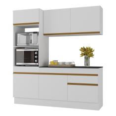 Imagem de Armário De Cozinha Compacta 3 Peças Com Rodapé Mp2177 Made Multimóveis Branco/dourado Branco/dourado