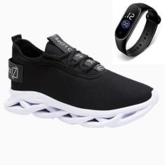 Imagem de Tênis Masculino Esporte Gmm Shoes Academia Caminhada Confortável Dia a Dia + Relógio-Masculino