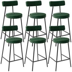 Imagem de Kit 06 Banquetas Baixa Para Cozinha Sala De Jantar Bancada Milão L02 Facto Verde Musgo