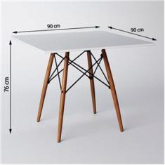 Imagem de Mesa Dkr Eiffel Quadrado Tampo De Madeira 90cm 