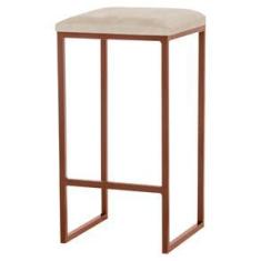 Imagem de Banqueta Decorativa Billie Base Bronze Veludo Bege - Gran Belo