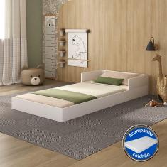 Imagem de Cama Solteiro Montessoriana Branca Com Colchão 100% MDF - Potente Móveis