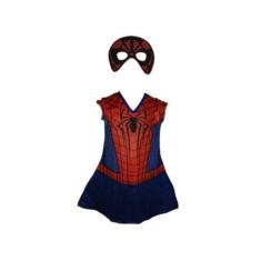 Imagem de Fantasia Roupa Infantil Vestido Menina Aranha Com Máscara - Fashion St