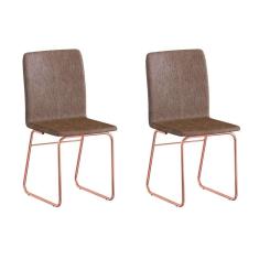 Imagem de Conjunto Com 2 Cadeiras Lana Rosé Gold E Marrom