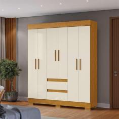 Imagem de guarda-roupa casal maya 6 pt 2 gv cinamomo e off white 149 cm