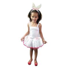 Imagem de Fantasia Vestido Coelha Páscoa Infantil Menina Coelhinha Branca Carnaval Zumbi Terror