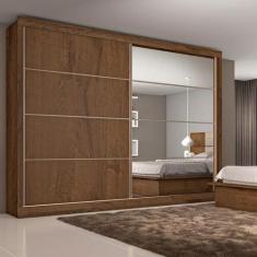 Imagem de Guarda Roupa Casal Com Espelho 2 Portas 6 Gavetas - Sevilha-Braúna - M