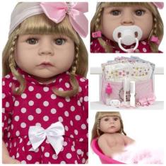 Imagem de Bebe Reborn Loira Corpo De Silicone Com Bolsa Enxoval - Cegonha Reborn