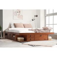 Imagem de Cama King Size de Madeira com 6 Gavetas Bali Meu Móvel de Madeira - Caramelo