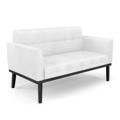 Imagem de Sofá Namoradeira 2 Lugares Base de Madeira Preto Elisa Corano Branco D03 - D'Rossi