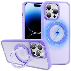 Imagem de ZHK Anel giratório de 360° para iPhone 14 Pro Max capa magnética, [à prova de quedas de grau militar] [painel traseiro fosco translúcido] capa de telefone fina antiderrapante fosca para iPhone 14 Pro