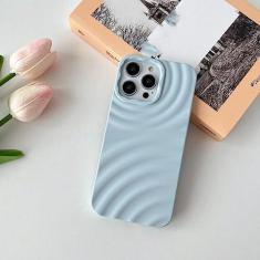 Imagem de Capa de telefone com ondas de água de luxo para iPhone 14 13 12 11 Pro Max XR XS Max 14 Plus 3D capa de silicone macio, azul claro, para iPhone 14Plus