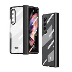 Imagem de Com suporte para caneta para Samsung Galaxy Z Fold 5 4 3 2 Case Dobradiça Revestimento transparente Capa protetora de tela cheia transparente, preta, para Galaxy Z Fold 5
