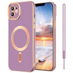 Imagem de SouLips Capa para iPhone 11, capa para iPhone 11 [compatível com MagSafe] Alça magnética fina e fina para pulso para carro com suporte para celular à prova de choque para iPhone 11 de 6,1 polegadas,