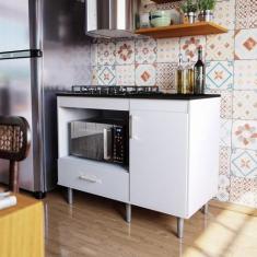 Imagem de Balcão Para Cooktop 1,05M 5 Bocas 1 Nicho Com 1 Porta E Gaveta Turim B