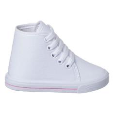 Imagem de Tênis Bebê Infantil Cano Longo - BABY SOFFETE, Branco com lista rosa, 