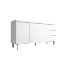 Imagem de Balcão Gabinete Para Pia Andreia S-tampo 160cm 3 Portas 3 Gavetas Branco