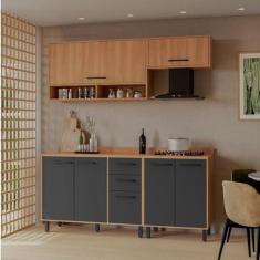 Imagem de Cozinha Modulada Havana com Tampo 07 Portas e 2 Gavetas Rovere/Grafite