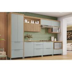 Imagem de Cozinha Completa Marquesa 7 Peças (3 Aéreos + 3 Balcões + 1 Paneleiro) C6P41 Nature/Verde - Nesher