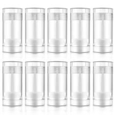 Imagem de Mirrline 10 unidades de recipientes vazios de desodorante de 75 ml, bastão de enchimento de plástico giratório, tubos de enchimento de fundo redondo recarregáveis, para sabonete labial desodorante