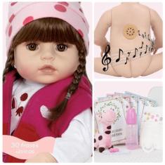 Imagem de Boneca Reborn Fala 30 Frases Enxoval Girafinha 100% Silicone - Cegonha