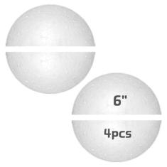Imagem de Grandes meias bolas de isopor de 20 cm, 2 peças de bolas brancas de espuma para artesanato, bolas redondas gigantes lisas e sólidas para projetos de artes e artesanato como enfeites de Natal DIY